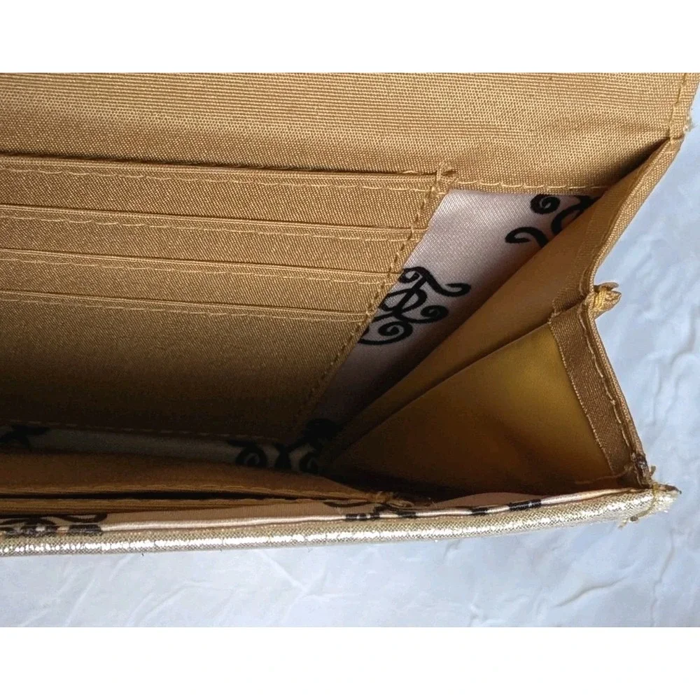 Envelope Clutch Gold Wristlet Jessica Simpson Pocketbook Walket Shimmery Y2K Bag